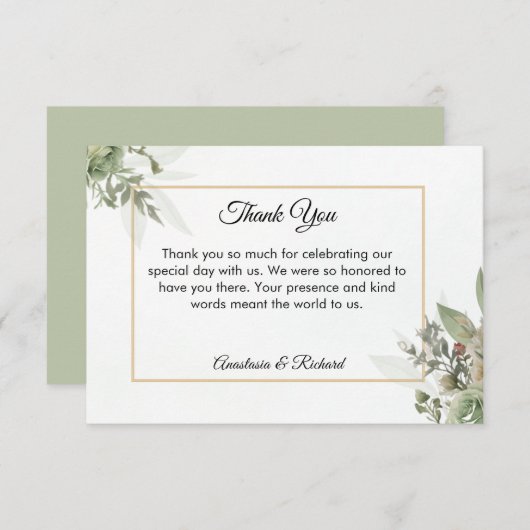 Shades of Sage Wedding Dankeskarte (Vorne/Hinten)