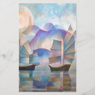 Shades of Tranquility Oriental Junks Briefpapier