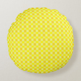 Shades of Yellow Checkered Rundes Kissen