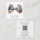 *~* Shades Sun Brillen AP57 Boho QR Retro Blume Quadratische Visitenkarte (Vorne/Hinten)