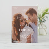 Shades - Sun Kissed Foto Wedding Einladung (Stehend Vorderseite)