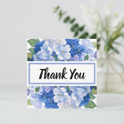 Shades von Blue Florals Vielen Dank Karte (Stehend Vorderseite)