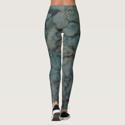 Shades von Blues Grüntöne Schwarze Leggings (Rückseite)