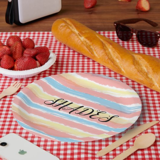 Shades Yellow Pink Blue Watercolor Pappteller (Picknick)