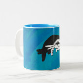 Shadow Anteater auf blau Zweifarbige Tasse (Vorderseite Links)