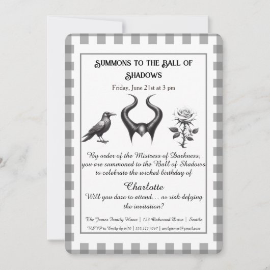 Shadow Ball Dark Fantasy Birthday Design Script Einladung (Vorderseite)