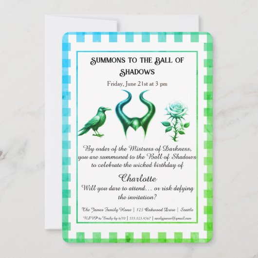 Shadow Ball Dark Fantasy Birthday Design Script Einladung (Vorderseite)