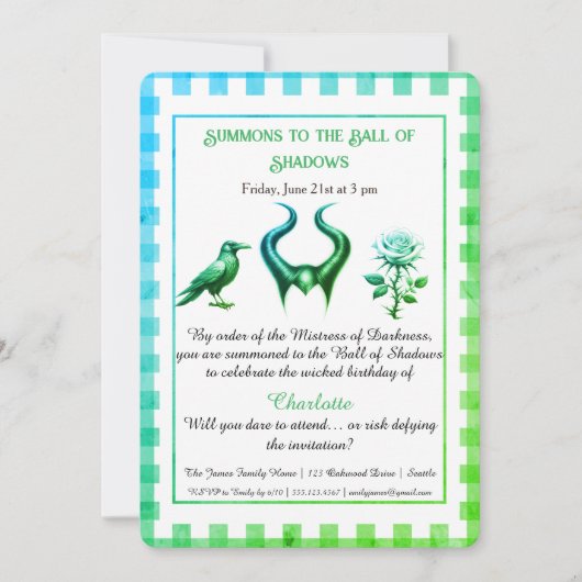 Shadow Ball Dark Fantasy Birthday Design Script Einladung (Vorderseite)