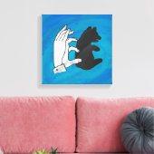 Shadow Bear Cube On Blue Leinwanddruck (Insitu (Wohnzimmer))