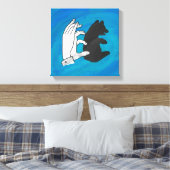Shadow Bear Cube On Blue Leinwanddruck (Insitu (Schlafzimmer))
