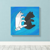 Shadow Bear Cube On Blue Leinwanddruck (Insitu (Holzboden))
