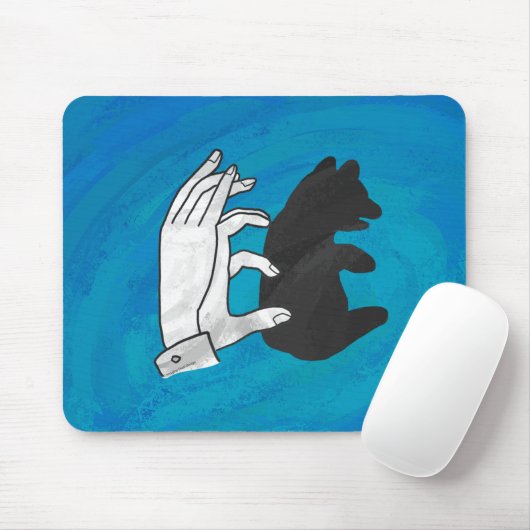 Shadow Bear Cube On Blue Mousepad (Mit Mouse)