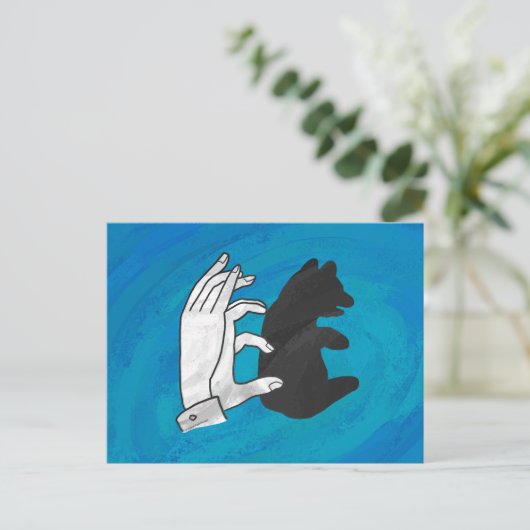 Shadow Bear Cube On Blue Postkarte (Stehend Vorderseite)