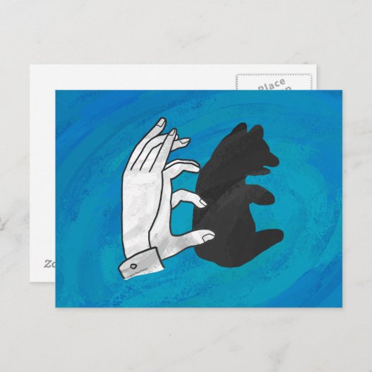Shadow Bear Cube On Blue Postkarte (Vorne/Hinten)