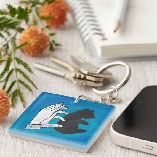 Shadow Bear Cube On Blue Schlüsselanhänger (Vorderseite rechts)