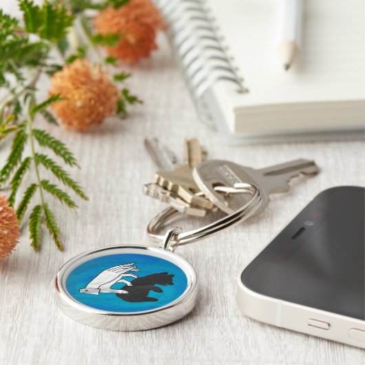 Shadow Bear Cube On Blue Schlüsselanhänger (Seite)