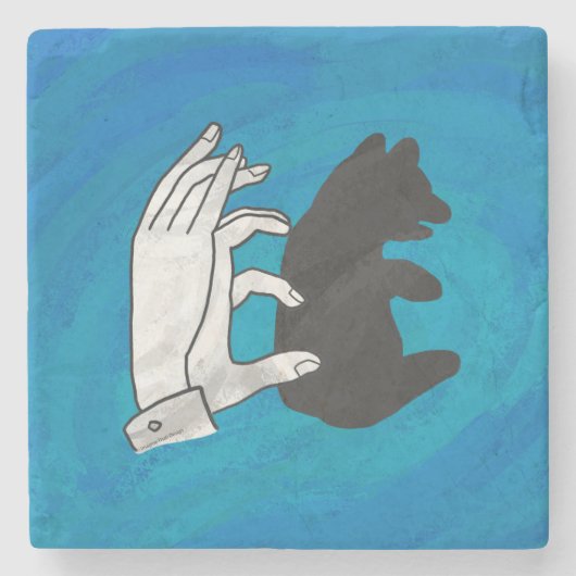 Shadow Bear Cube On Blue Steinuntersetzer (Vorderseite)