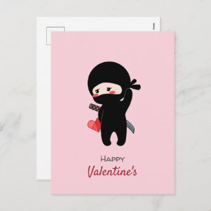 Shadow Blushing Ninja HolOrigami Paper Heart Feiertagspostkarte