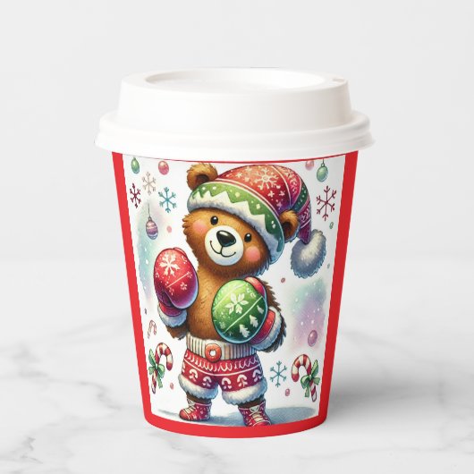 Shadow Boxing Holiday Bear Paper Cups Pappbecher (Vorderseite)