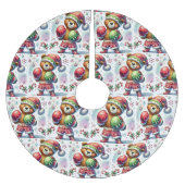 Shadow Boxing Holiday Bear Polyester Weihnachtsbaumdecke (Vorderseite)