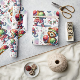 Shadow Boxing Holiday Bear Wrapping Paper Geschenkpapier