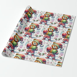 Shadow Boxing Holiday Bear Wrapping Paper Geschenkpapier