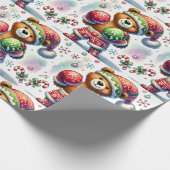 Shadow Boxing Holiday Bear Wrapping Paper Geschenkpapier (Ecke)