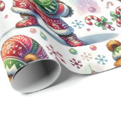 Shadow Boxing Holiday Bear Wrapping Paper Geschenkpapier (Rolleneckpunkt)