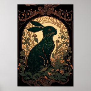 Shadow Bunn — Art Nouveau Black Rabbit/Bunny Poster