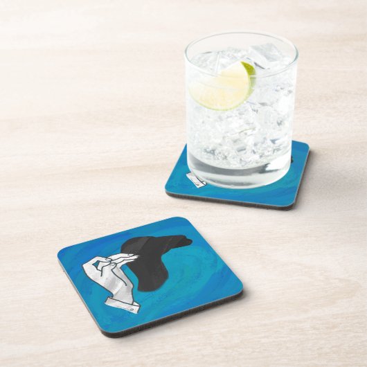 Shadow Camel On Blue Getränkeuntersetzer (Rechte Seite)