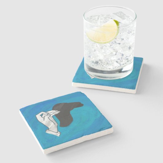 Shadow Camel On Blue Steinuntersetzer (Seitenansicht)