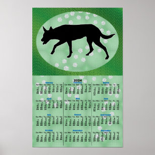 Shadow Dog Australian Kelpie 2024 Calendar Poster