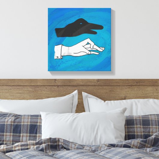 Shadow Duck On Blue Leinwanddruck (Insitu (Schlafzimmer))