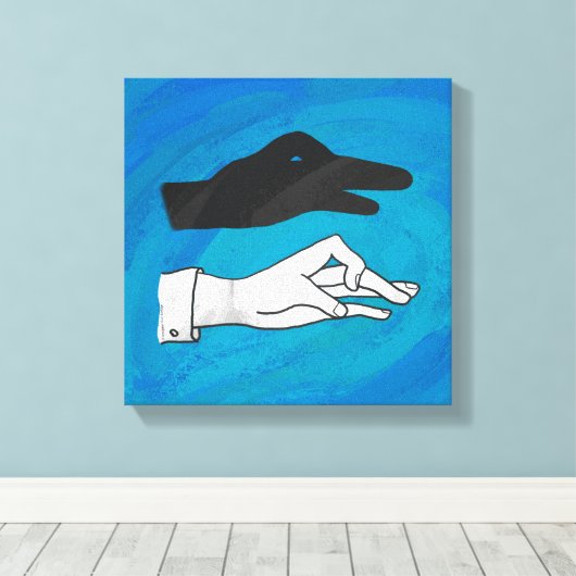 Shadow Duck On Blue Leinwanddruck (Insitu (Holzboden))