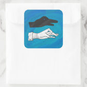 Shadow Duck On Blue Quadratischer Aufkleber (Tasche)