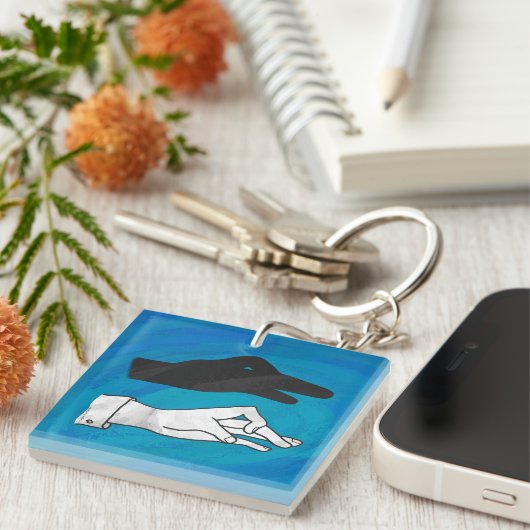 Shadow Duck On Blue Schlüsselanhänger (Vorderseite rechts)