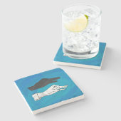 Shadow Duck On Blue Steinuntersetzer (Seitenansicht)