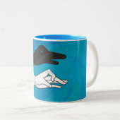 Shadow Duck On Blue Zweifarbige Tasse (VorderseiteRechts)
