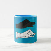 Shadow Duck On Blue Zweifarbige Tasse (Mittel)