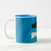 Shadow Duck On Blue Zweifarbige Tasse (Links)