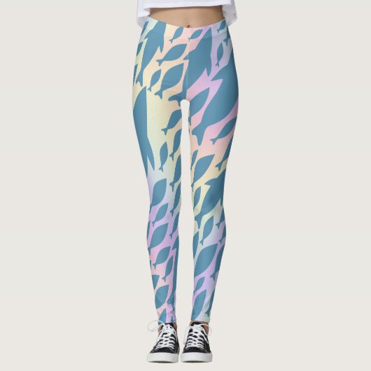 Shadow Fish Shark Whale in Gradientengalaxie Leggings (Vorderseite)
