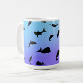 shadow fish shark whale on gradient ocean kaffeetasse (Vorderseite Links)