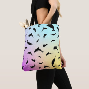 shadow fish shark whale on gradient ocean  tasche