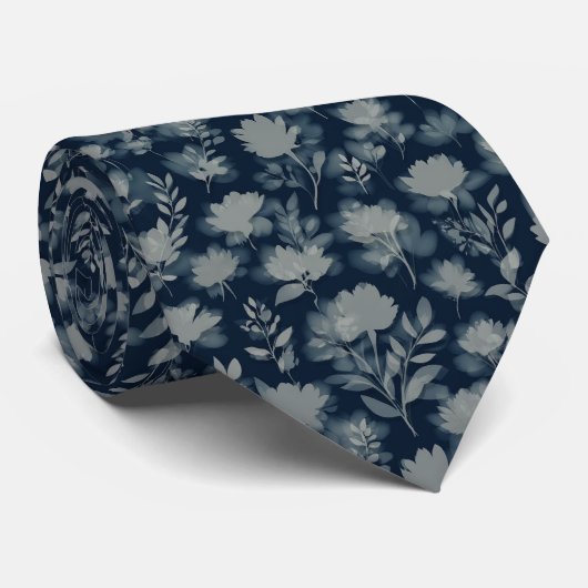 Shadow Floral Silhouette Pattern Krawatte (Gerollt)