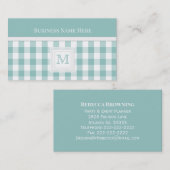 Shadow Green Gingham: Monogram-Visitenkarte Visitenkarte (Vorne/Hinten)