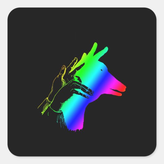 Shadow Hand Puppet Illustration Quadratischer Aufkleber (Vorderseite)