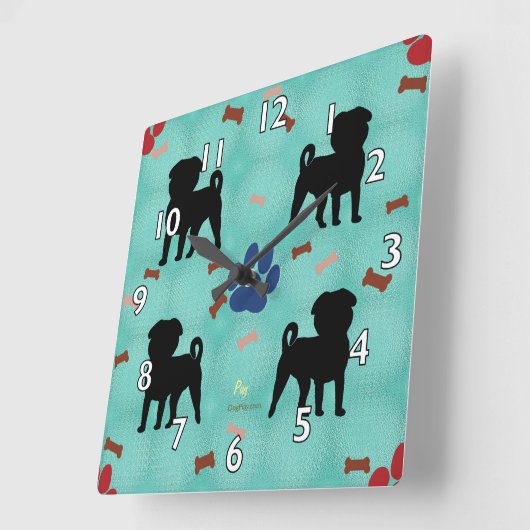 Shadow Mops Quadratische Wanduhr (Winkel)