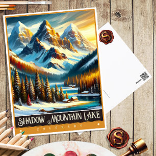 Shadow Mountain Lake, Colorado Vintage Malerei Postkarte