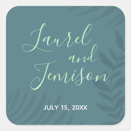 Shadow Palm Aquamarin Quadratischer Aufkleber (Vorderseite)