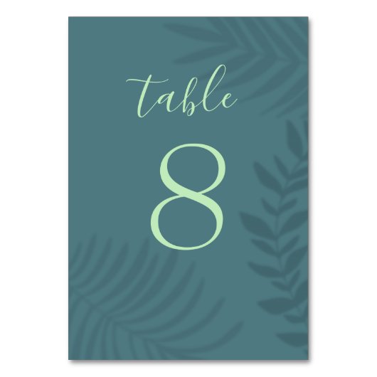 Shadow Palm Aquamarin Tischnummer (Vorderseite)